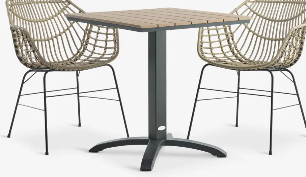 HOBRO + ILDERHUSEHOBRO L70 table + 2 ILDERHUSE chaises naturel