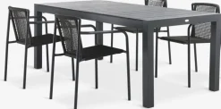HSTEHAVE + KRISTIANSTADHESTEHAVE L205/275 table noir + 4 KRISTIANSTAD chaises vert