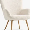 HUNDESTEDFauteuil HUNDESTED tissu teddy blanc cassé/coloris chêne