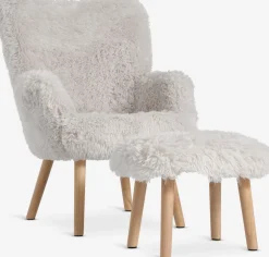 HVILSTEDFauteuil a/repose-pieds HVILSTED tissu teddy blanc ca./nat.