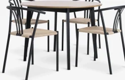 JEGIND + JYDERUPJEGIND Ø105 table colo. chêne + 4 JYDERUP chaises noir/nat