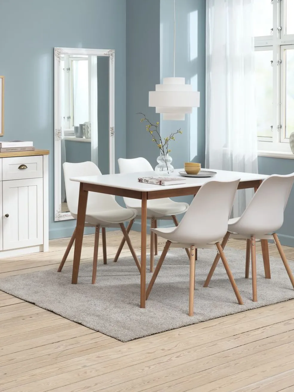 JEGIND + KASTRUPJEGIND L130 table blanc + 4 KASTRUP chaises blanc