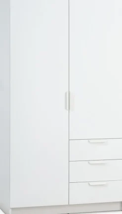 JENSLEVArmoire JENSLEV 96x176 2 portes 3 tiroirs blanc