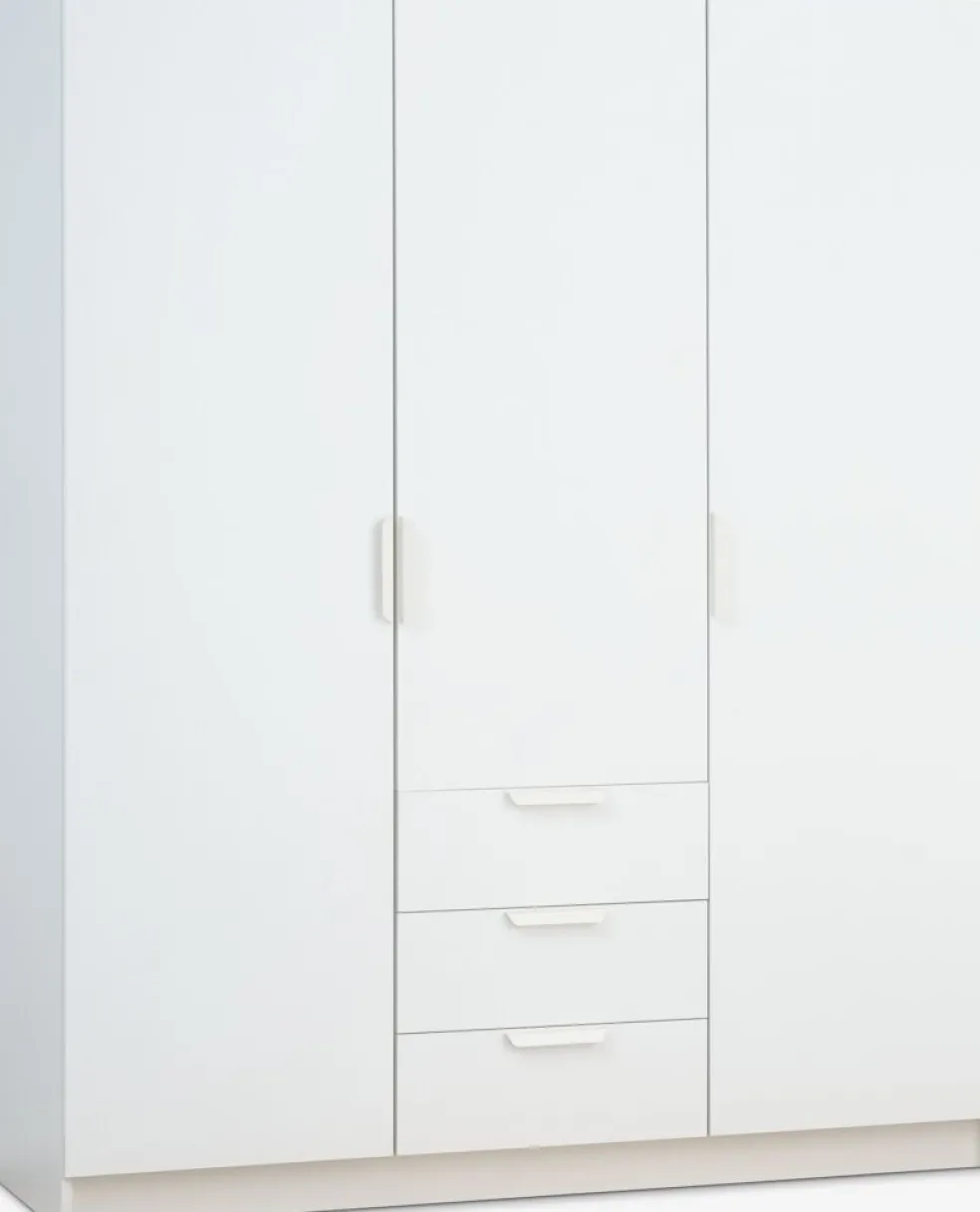 JENSLEVArmoire JENSLEV 144x176 3 portes 3 tiroirs blanc