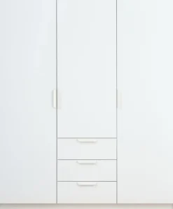 JENSLEVArmoire JENSLEV 144x176 3 portes 3 tiroirs blanc