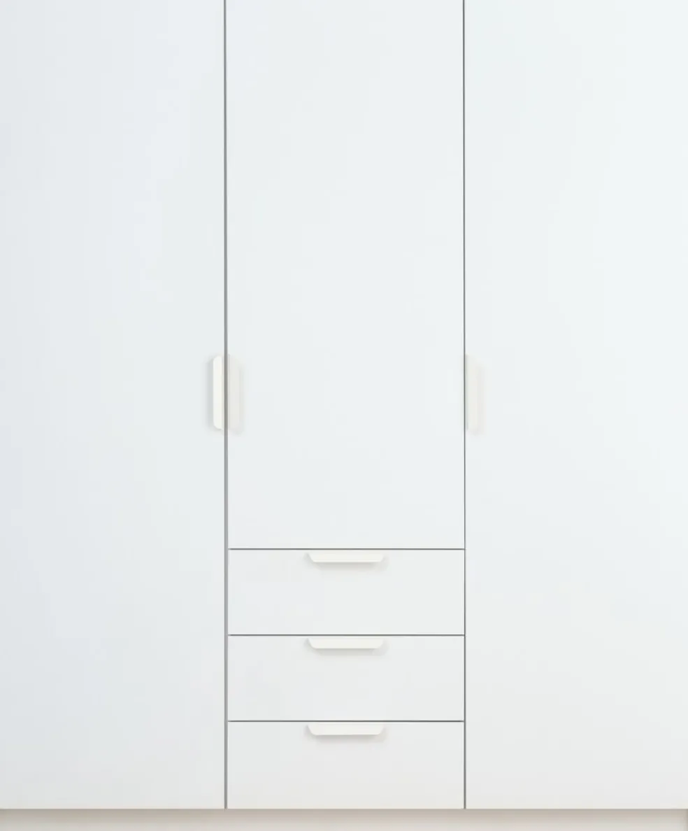 JENSLEVArmoire JENSLEV 144x176 3 portes 3 tiroirs blanc