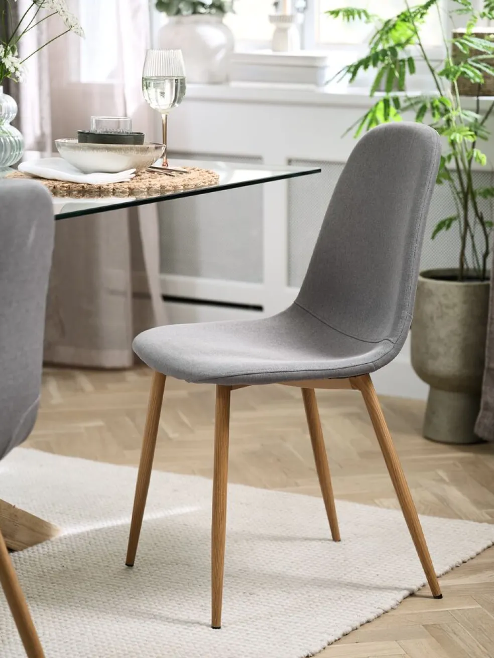 JONSTRUPChaise JONSTRUP tissu gris/coloris chêne naturel
