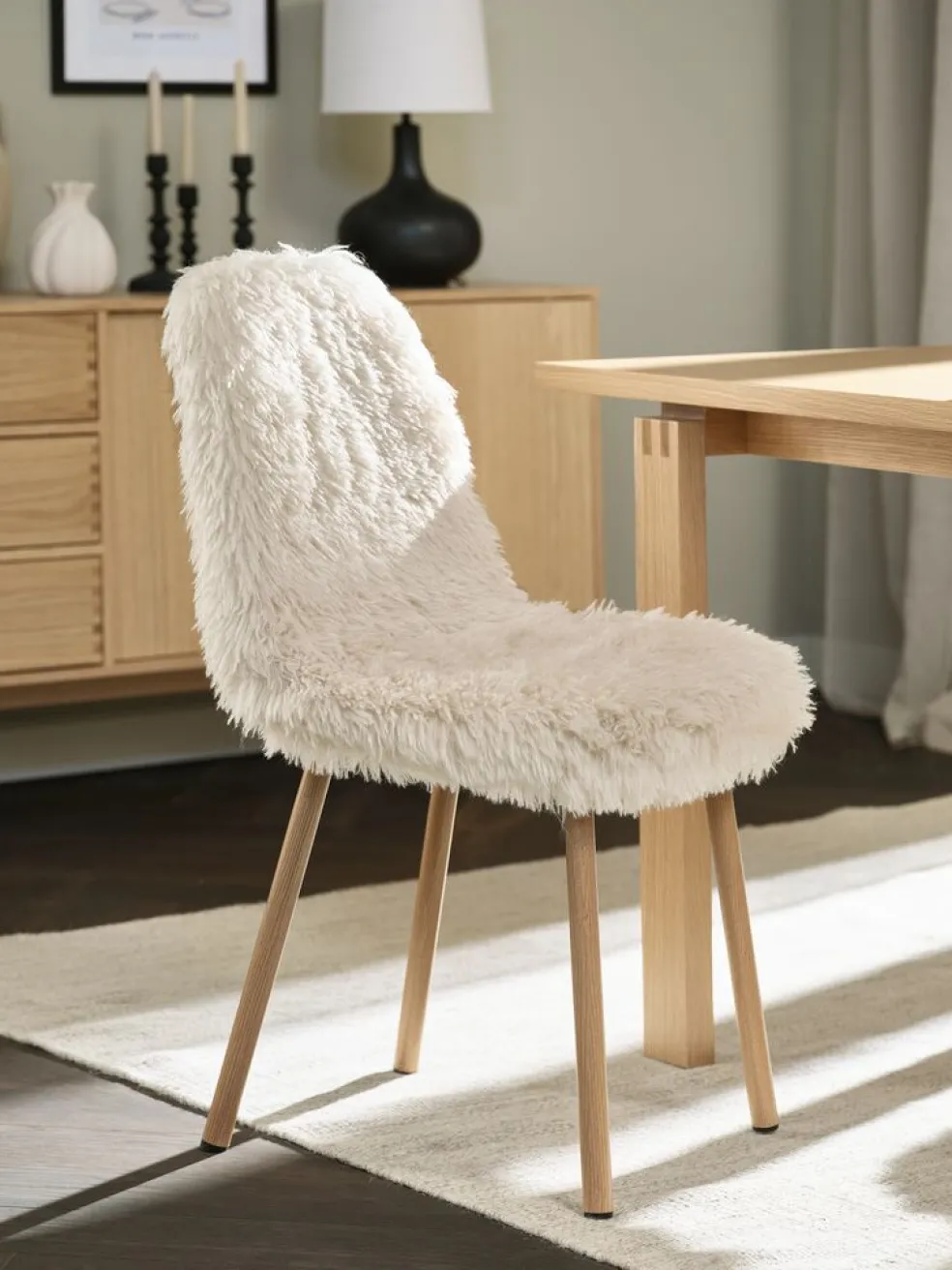 JONSTRUPChaise JONSTRUP tissu teddy blanc cassé/coloris chêne