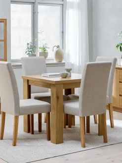 JUNGEN + TUREBYJUNGEN L80/160 table colo. chêne + 4 TUREBY chaises beige