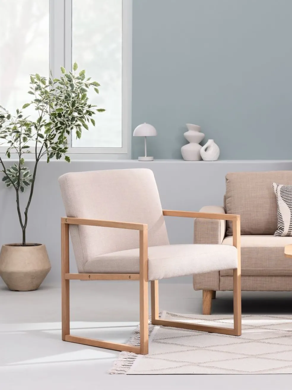 KALUNDBORGFauteuil KALUNDBORG tissu sable/chêne naturel