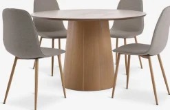 KLIPLEV + BISTRUPKLIPLEV Ø120 table coloris chêne + 4 BISTRUP chaises sable