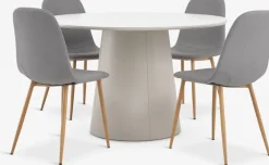 KLIPLEV + JONSTRUPKLIPLEV Ø120 table colo. travertin + 4 JONSTRUP chaises gris