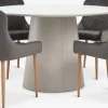 KLIPLEV + PEBRINGEKLIPLEV Ø120 table imi. travertin + 4 PEBRINGE chaises vel g