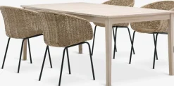 KOLLEN + TUERNEKOLLEN L205 table acacia + 4 TUERNE chaises naturel
