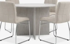 KRONDAL + HAMMELKRONDAL Ø110 table colo. travertin + 4 HAMMEL chaises beige