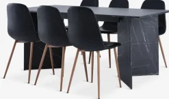 KRONDAL + JONSTRUPKRONDAL L180 table marbre + 4 JONSTRUP chaises noir