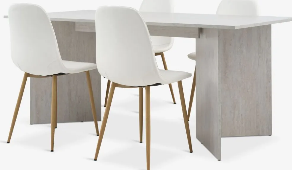 KRONDAL + JONSTRUPKRONDAL L180 table colo travertin + 4 JONSTRUP chaises blanc