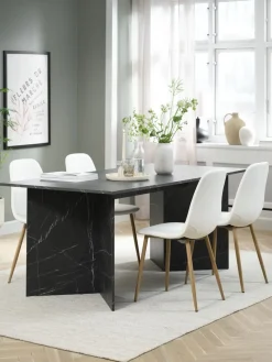 KRONDAL + JONSTRUPKRONDAL L180 table colo. marbre + 4 JONSTRUP chaises blanc