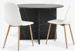 KRONDAL + JONSTRUPKRONDAL Ø110 table imi. marble + 4 JONSTRUP chaises blanc