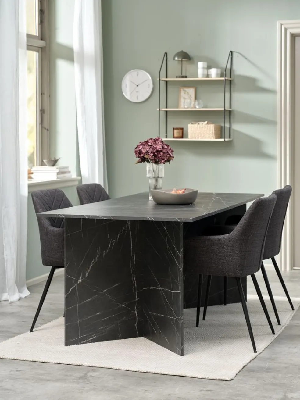 KRONDALTable KRONDAL 90x180 imitation marbre noir