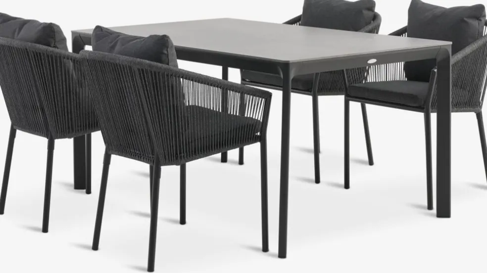 KUMLA + GILJAKUMLA L150 table + 4 GILJA chaises gris