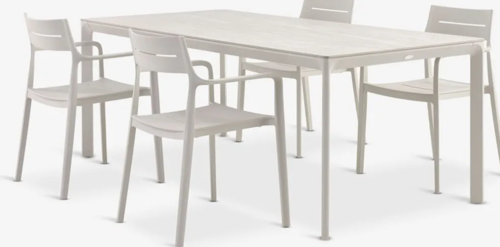 KUMLA + INGSTRUPKUMLA L200 table + 4 INGSTRUP chaises beige
