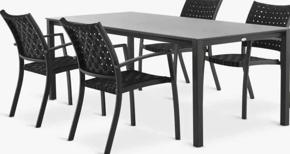 LANGET + GLOMFJORDLANGET L207 table + 4 GLOMFJORD chaises noir