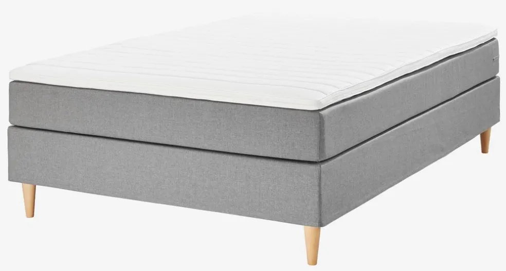 LEIRKUPBasicLit sommier tapissier 140x200cm LEIRKUP Gris-23 Mou