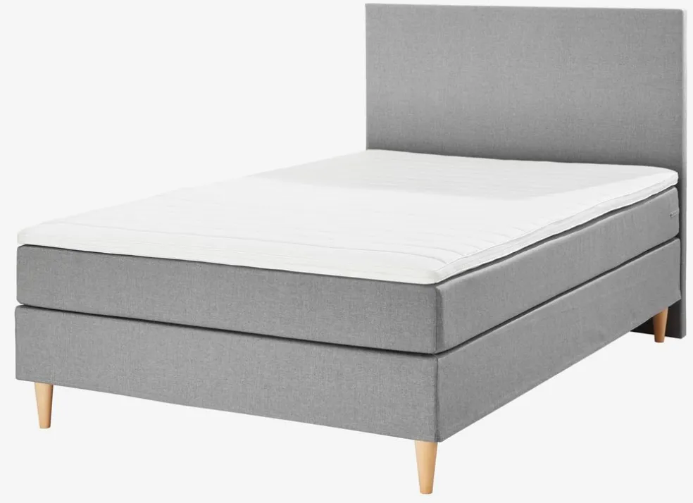 LEIRKUPBasicLit sommier tapissier 140x200cm LEIRKUP Gris-23 Mou