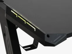 LINDHOLMGoldBureau gaming LINDHOLM a/LED et porte-gobelet noir