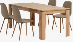 LINTRUP + BISTRUPLINTRUP L190/280 table colo. chêne + 4 BISTRUP chaises sable
