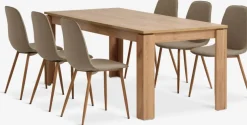 LINTRUP + BISTRUPLINTRUP L190/280 table colo. chêne + 4 BISTRUP chaises sable