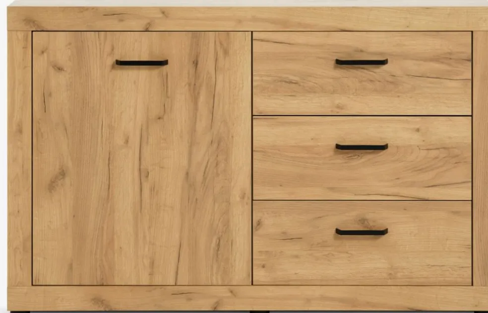 LINTRUPBuffet LINTRUP 1 porte 3 tiroirs coloris chêne naturel