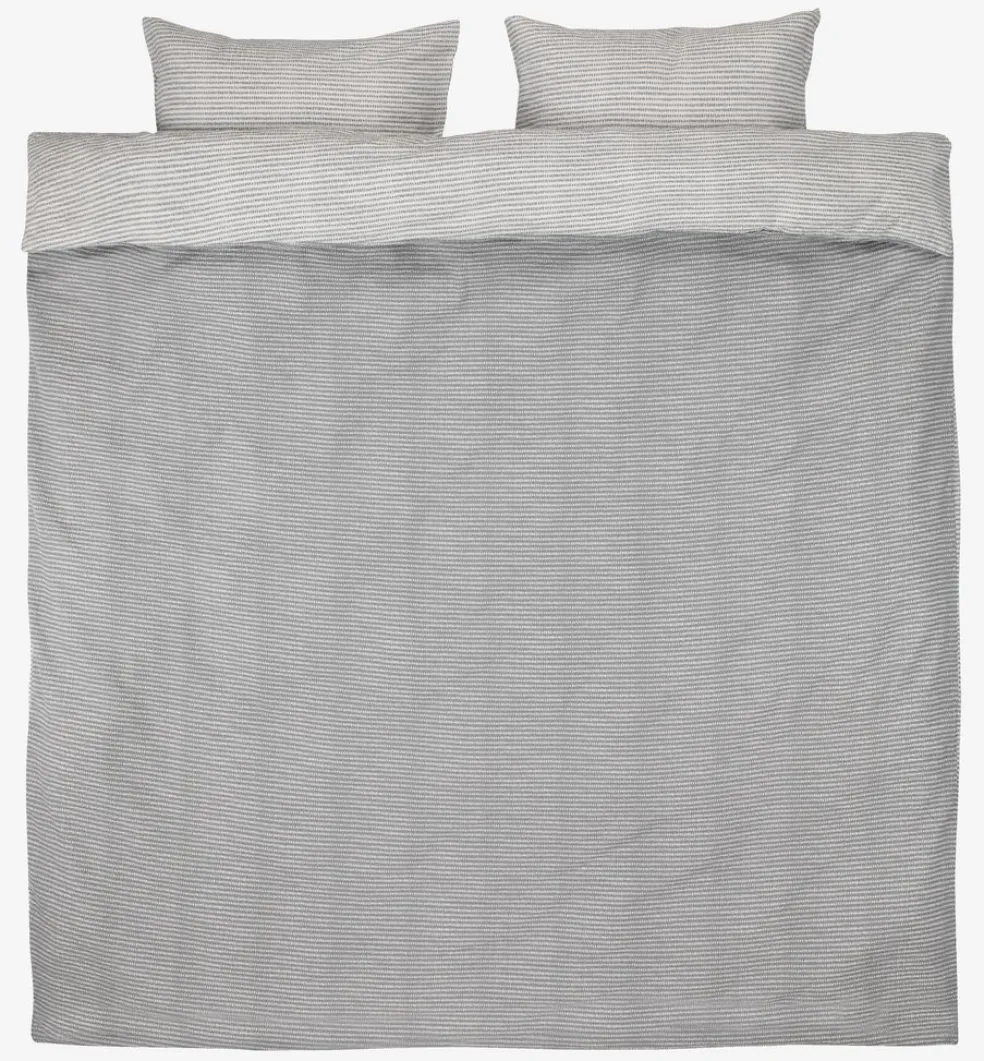 LOLAPlusParure de lit Seersucker LOLA 240x220 gris/blanc