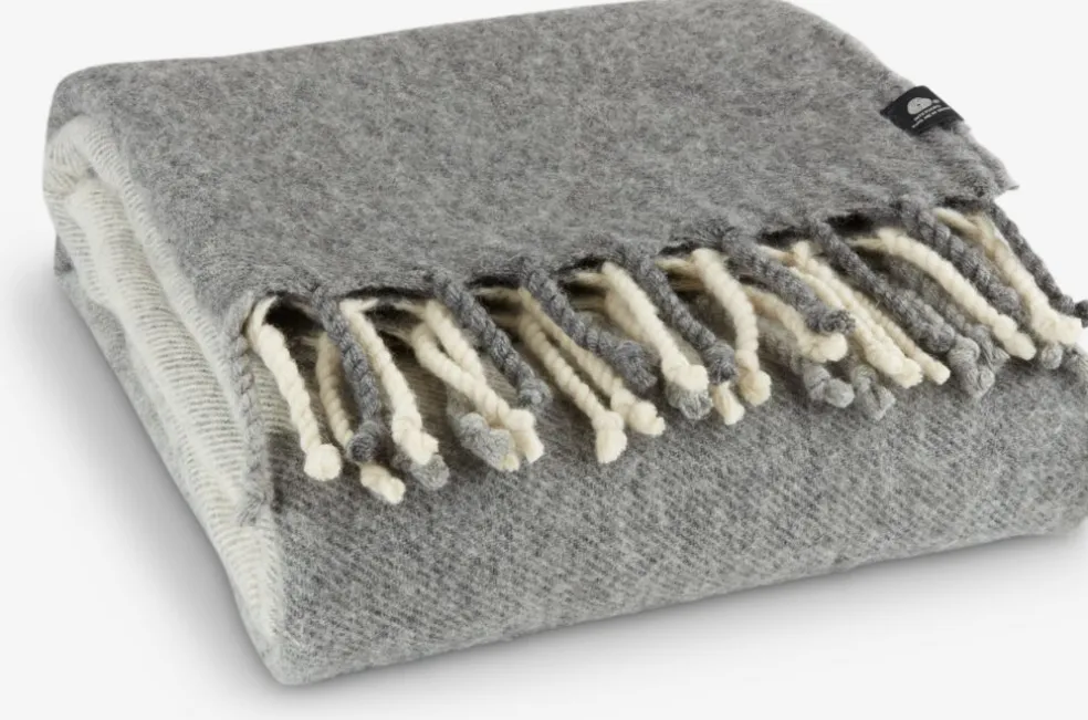 LUNDKARSEPlaid en laine LUNDKARSE 130x170 gris/beige