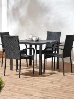 MADERUP + GUDHJEMMADERUP L90 table + 4 GUDHJEM chaises noir