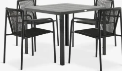 MADERUP + KRISTIANSTADMADERUP L90 table noir + 4 KRISTIANSTAD chaises vert