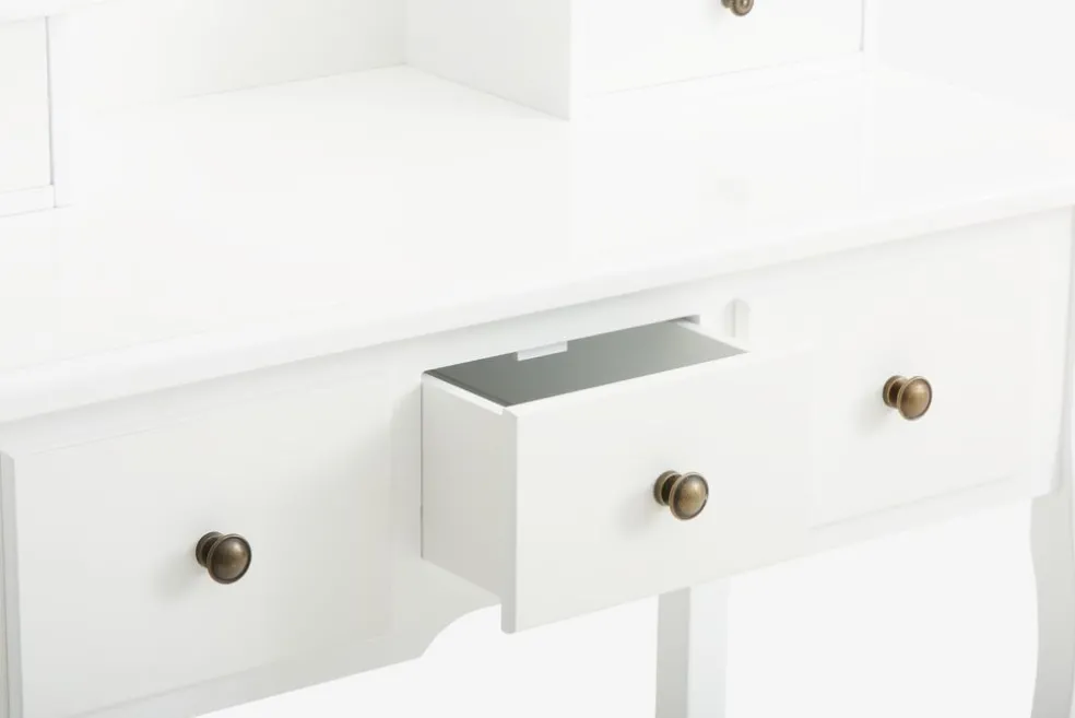MALLINGCoiffeuse + tabouret MALLING a/miroir blanc/beige