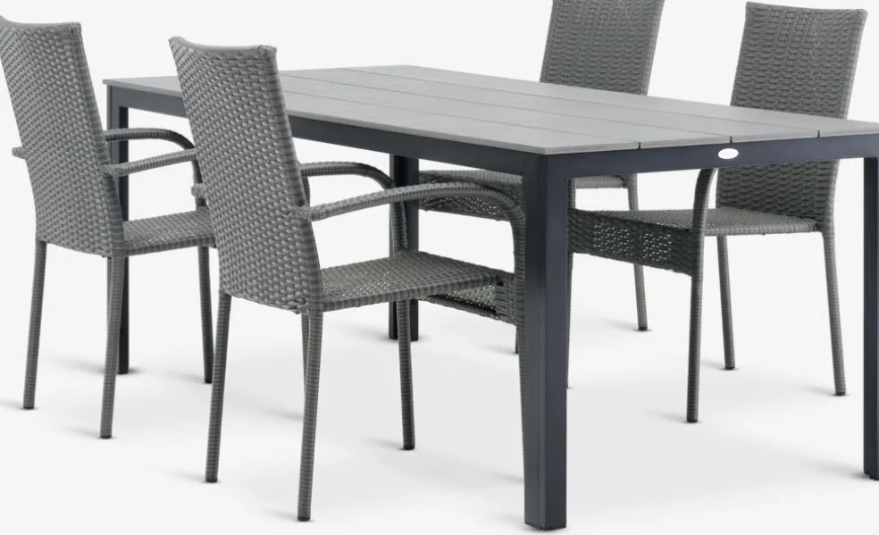 MARIELYST + GUDHJEMMARIELYST L205 table + 4 GUDHJEM chaises gris