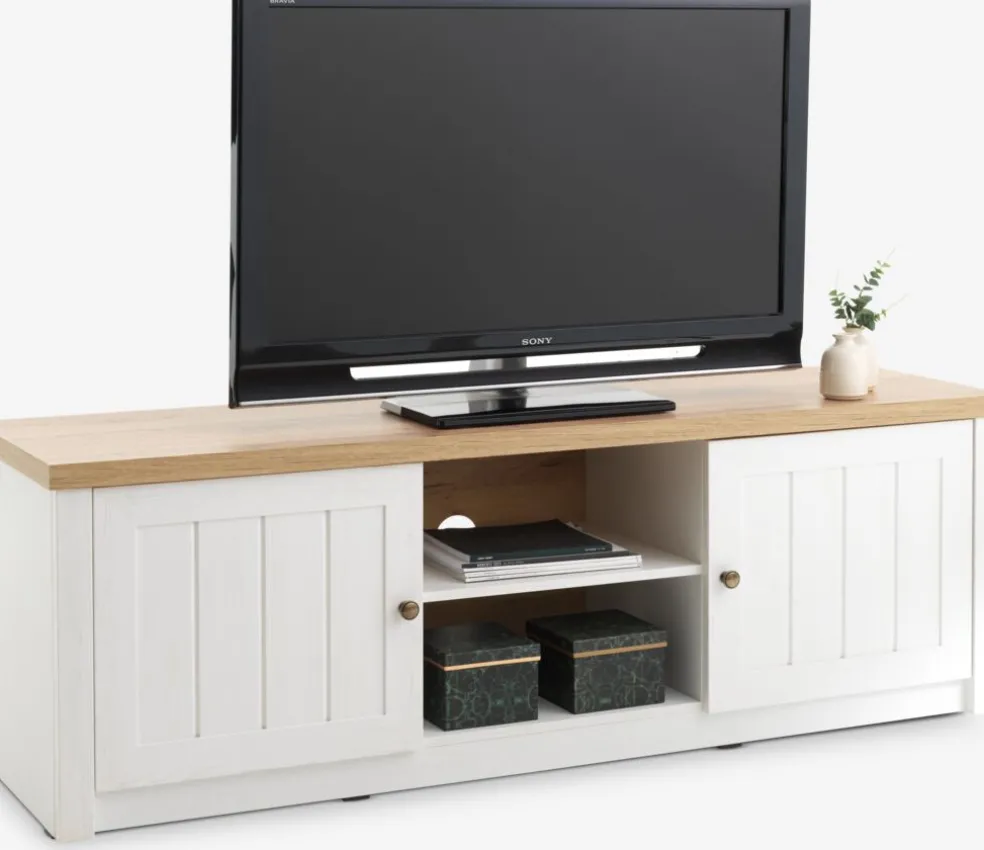 MARKSKELMeuble TV MARKSKEL 2 portes coloris blanc/chêne naturel