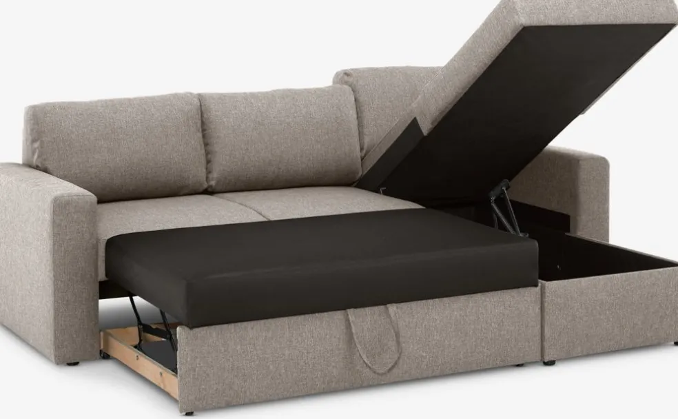 MARSLEVCanapé convertible avec méridienne MARSLEV tissu gris clair