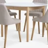 MARSTRAND + ADSLEVMARSTRAND Ø110 table blanc + 4 ADSLEV sans accoudoirs beige