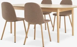 MARSTRAND + EJSTRUPMARSTRAND L200/280 table col. chêne +4 EJSTRUP chaises sable