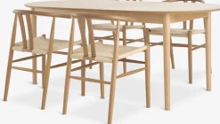 MARSTRAND + GUDERUPMARSTRAND L200/280 table coloris chêne + 4 GUDERUP chaises