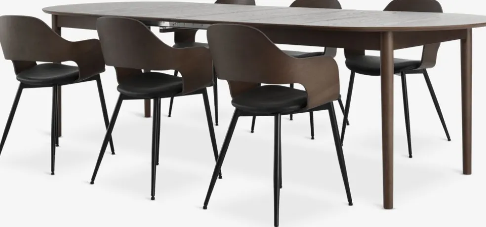 MARSTRAND + HVIDOVREMARSTRAND L200/280 table chêne f. + 4 HVIDOVRE chaises ch. f