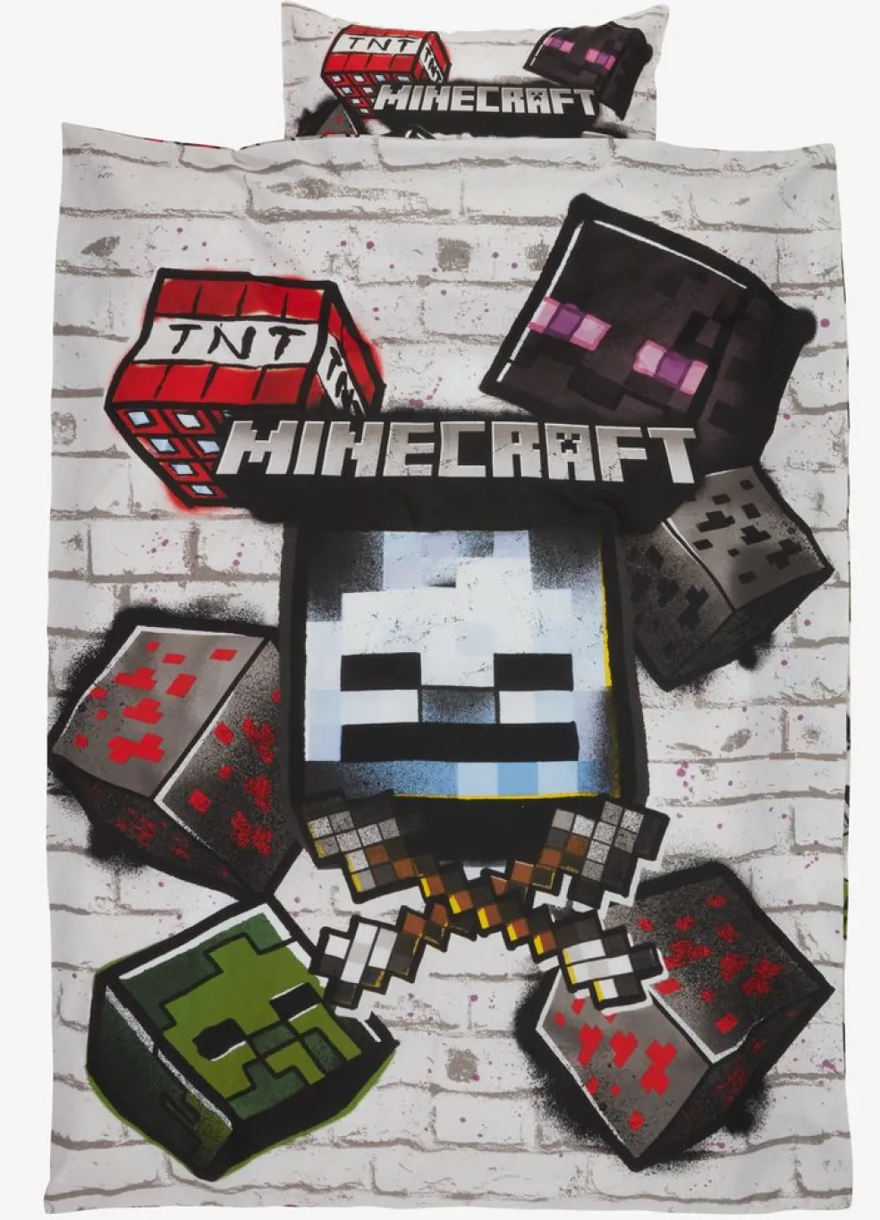 MINECRAFTParure de lit MINECRAFT 140x200 gris