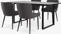 MOSELUND + PEBRINGEMOSELUND L180 table céramique + 4 PEBRINGE chaises gris/noir