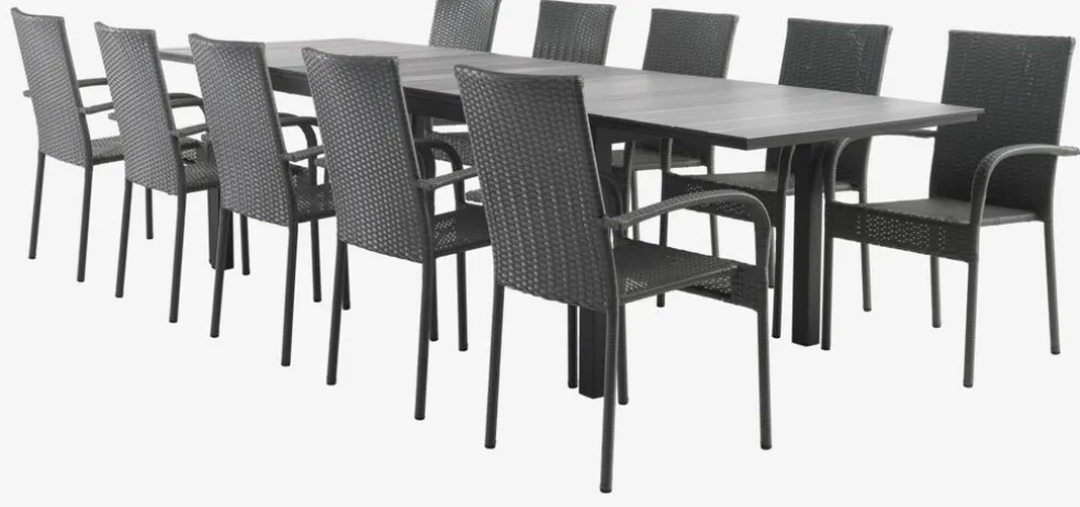 MOSS + GUDHJEMMOSS L214/315 table + 4 GUDHJEM chaises gris