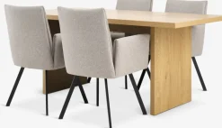 MUNKEBY + GJESINGMUNKEBY L220 table colo chêne + 4 GJESING chaises beige/noir