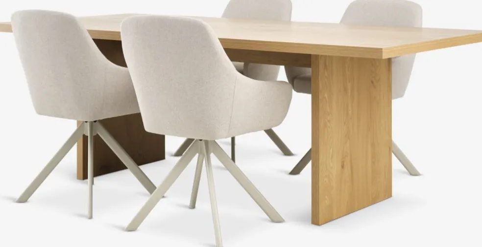 MUNKEBY + ROSTRUPMUNKEBY L220 table colo. chêne + 4 ROSTRUP chaises beige